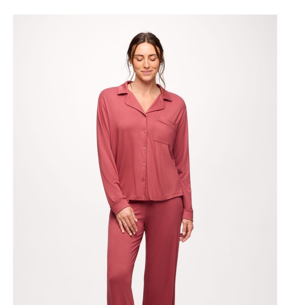 Nuuds Long Sleeve Button-Up Pajama Top Rust Red Size XXL New With Tags